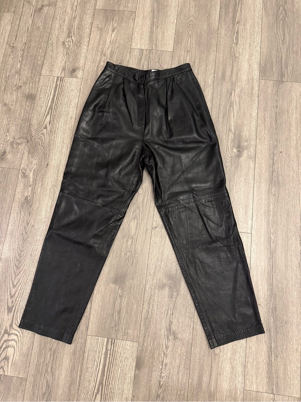 Maxima 90’s Vintage Black Pleated Women’s 14 Leather Pants With Pockets